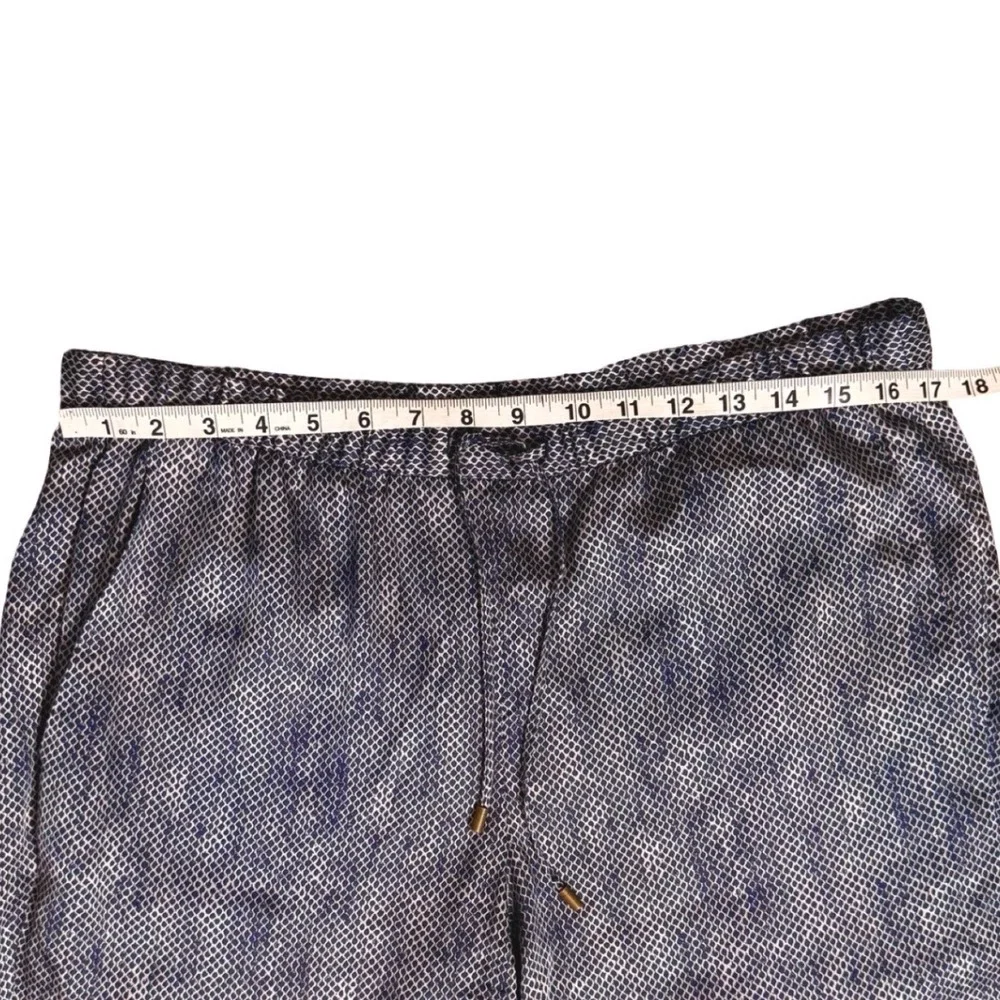 Eileen Fisher Silk Ankle Pants Small Midnight Chainette Print Pull On